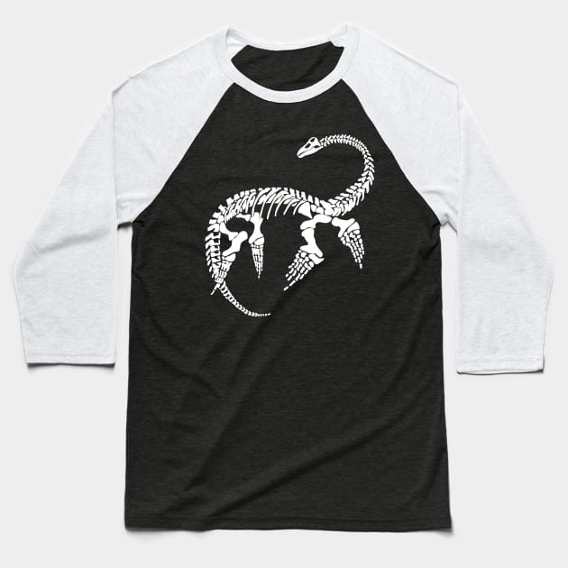 Terra Fossil Plesiosaur Dinosaur White Baseball T-Shirt by Terra Fossil Merch